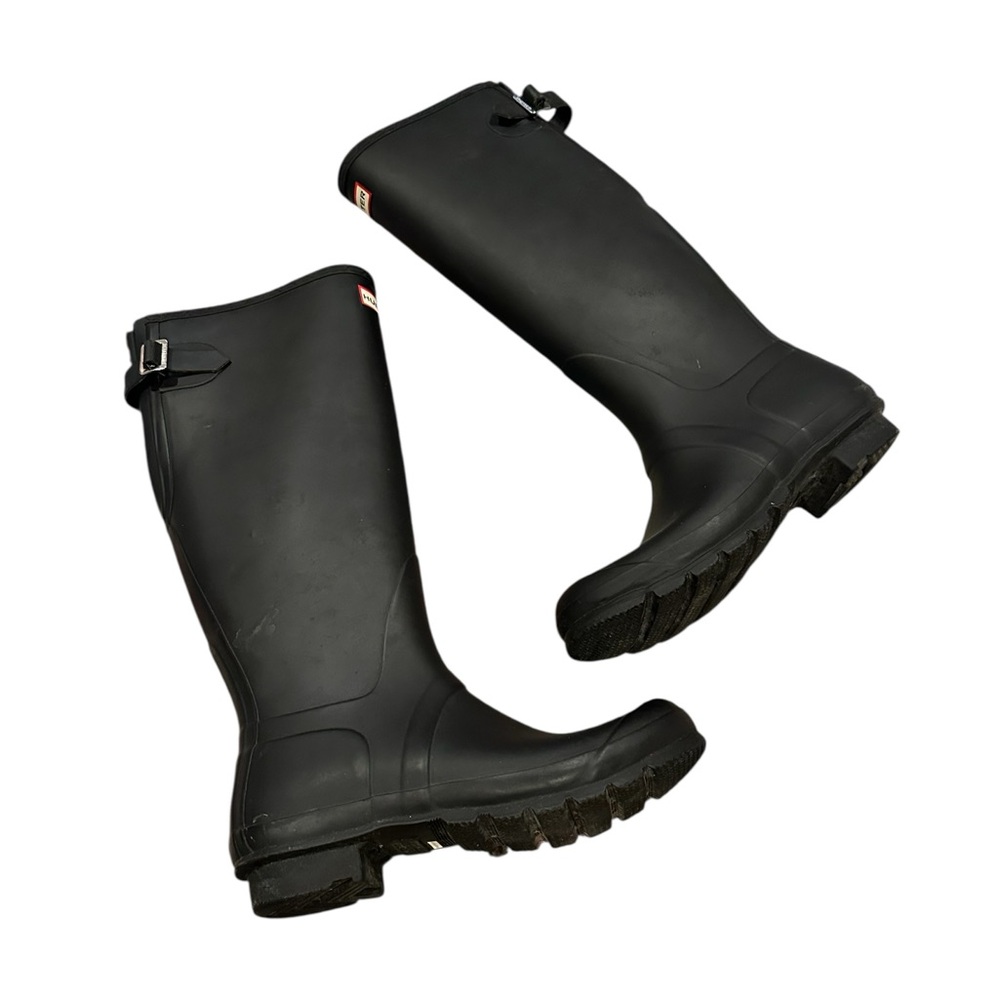 HUNTER OG Original Wellington Adjustable Black Tall Rain Winter Boots UK 8 - Picture 2 of 10